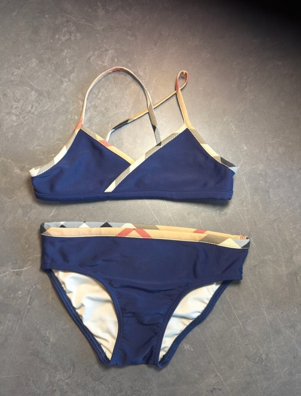 Burberry Girls Crosby Check Trim Two-Piece Bikini Swimsuit - Size 6Y